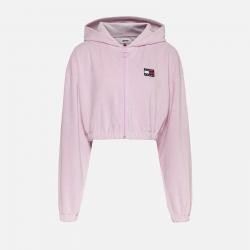 Tommy Jeans Cotton-Blend Velour Cropped Hoodie - S