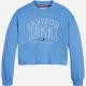 Tommy Hilfiger Girls Bold Varsity Cropped Crew Sweatshirt - Blue Crush - 7 Years