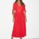Never Fully Dressed Red Heart Flocked Chiffon Midi Dress - UK 10