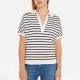 Tommy Hilfiger Striped Lyocell-Blend Polo Top - M