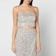 Never Fully Dressed Bustier Sequined Woven Crop Top - UK 16