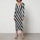 Never Fully Dressed Mono Celeste Striped Plissé Dress - UK 6