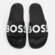 BOSS Aryeh Faux Leather And Rubber Slides - UK 11