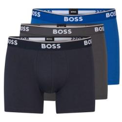BOSS Kalsonger 3P Cotton Stretch Boxer Brief Long Blå/Grå bomull Large Herr