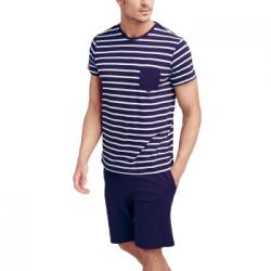 Jockey Cotton Nautical Stripe Short Pyjama Marin Randig bomull XX-Large Herr