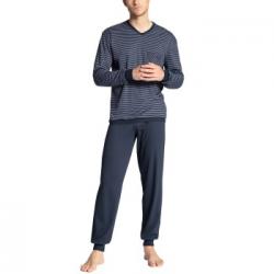 Calida Relax Streamline Pyjama With Cuff Blå bomull Large Herr