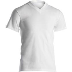 Dovre Single Jersey  V-neck T-Shirt Vit bomull Small Herr