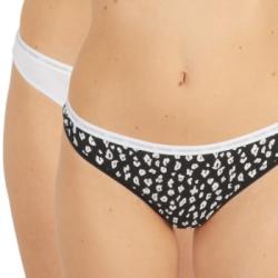 Calvin Klein Trosor 2P One Cotton Stretch Thong Svart/Vit bomull X-Large Dam