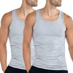 Bread and Boxers Men Tanks 2P Gråmelerad ekologisk bomull Medium Herr