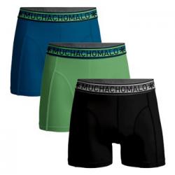 Muchachomalo Kalsonger 3P Cotton Stretch Solid Color Boxer Blå/Grön bomull Large Herr