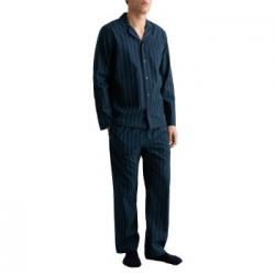 Gant Woven Cotton Stripe Pajama Set Blå/Grön bomull Large Herr