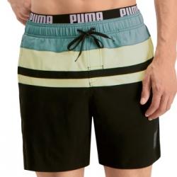 Puma Badbyxor Heritage Stripe Mid Swim Shorts Svart/Grön polyester X-Large Herr