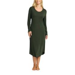 Damella Bamboo Plain Long Sleeve Nightdress Oliv Bambu Medium Dam