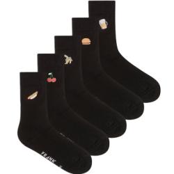 Frank Dandy Strumpor 10P Embroidered Bamboo Socks Svart lyocell Strl 36/40
