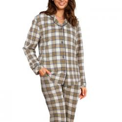 Lady Avenue Cotton Flannel Pyjamas Blå/Gul bomull Large Dam