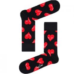 Happy socks Strumpor Smiley Heart Sock Svart mönstrad bomull Strl 41/46