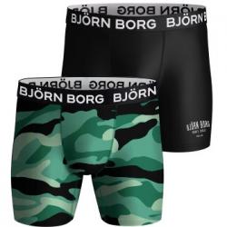 Björn Borg Kalsonger 2P Performance Boxer 1727 Svart/Grön polyester Medium Herr