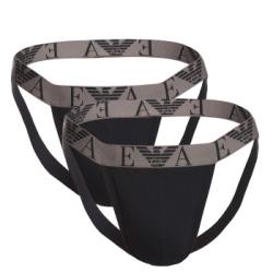 Armani Cotton Knit Jockstrap Kalsonger 4P Svart bomull Medium Herr