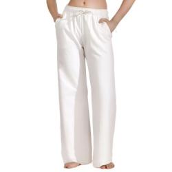 Bread and Boxers Wide Leg Lounge Pant Benvit ekologisk bomull Medium Dam