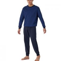 Schiesser Comfort Essentials Long Pyjamas Marin bomull 52 Herr