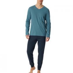 Schiesser Casual Essentials Long Sleeve Pyjamas Marin/Blå bomull 56 Herr