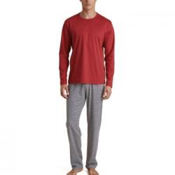 Calida Relax Streamline Long Pyjama Röd Mönstrad bomull Medium Herr