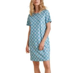 Calida Daylight Dreams Short Sleeved Nightdress Blå Mönstrad bomull Medium Dam