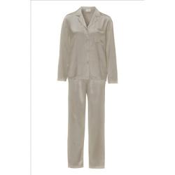 Damella Woven Silk Plain Pyjamas Set Nougat silke X-Small Dam