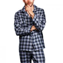 Topeco Mens Cotton Pyjama Marin bomull Large Herr
