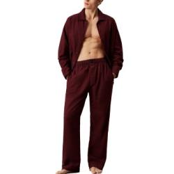 Calvin Klein Flannel Sleep Button Pant Set Male Vinröd bomull Medium Herr