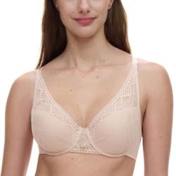 Chantelle BH Origins Lace Lightweight Plunge Bra Beige nylon F 80 Dam