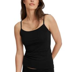 Calida Essential Cotton Spaghetti Top Svart bomull Small Dam