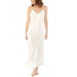 Damella Long Silk Nightdress Elfenben silke X-Small Dam