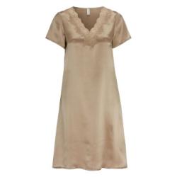 Damella Woven Silk Plain Nightdress Nougat silke Small Dam