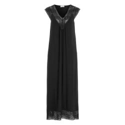 Damella Long Viscose Plain Sleeveless Nightdress Svart viskos Large Dam