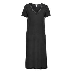 Damella Silk Short Sleeve Nightdress Svart silke Small Dam