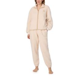 DKNY Chill In Style Zip Top Jogger Set Beige polyester Small Dam