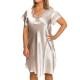 Lady Avenue Pure Silk Nightgown With Lace Champagne silke Small Dam