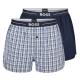 BOSS Kalsonger 2P Woven Boxer Shorts With Fly Mörkblå bomull Large Herr