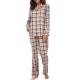 Lady Avenue Cotton Flannel Long Pyjama Blå/Brun bomull Large Dam