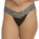 Hanky Panky Trosor 2P Classic Cotton Low Rise Thong Svart mönstrad bomull One Size Dam