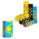 Happy socks Strumpor 3P Smiley Gift Box Blå/Gul bomull Strl 36/40
