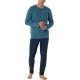 Schiesser Casual Essentials Pyjamas Marin/Blå bomull 50 Herr