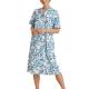 Calida Soft Cotton Nightdress 33900 Vit/Blå bomull X-Small Dam