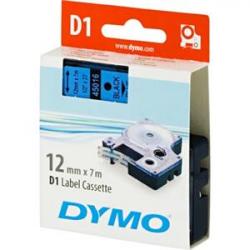 DYMO D1 märktejp standard 12mm, svart på blått, 7m rulle