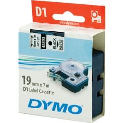DYMO D1 märktejp standard 19mm, svart på vitt, 7m rulle