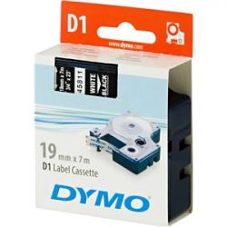 DYMO D1 märktejp standard 19mm, vitt på svart, 7m rulle