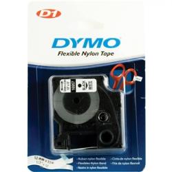 DYMO D1 märktejp flex nylon 12mm, svart på vitt, 3.5m rulle