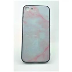 Best Quality - Tempered glass rear cover, TPU frame iPhone 8, Pink Marble