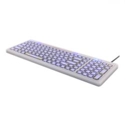 DELTACO Tangentbord i silikon, spillsäker, blå LED, IP68, grå/svart
